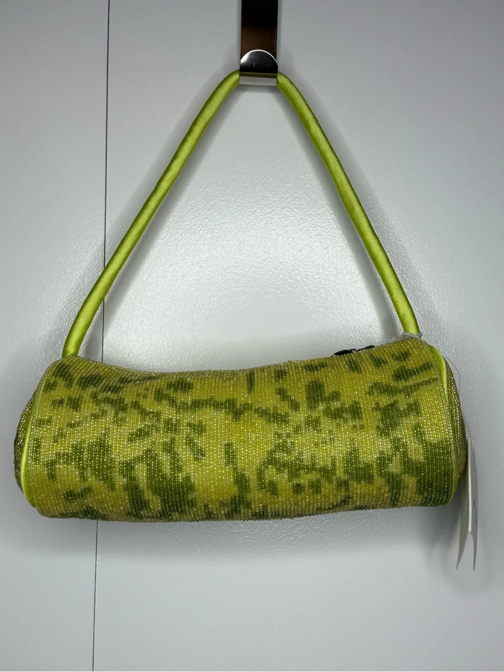 Free People Bailey Beaded Barrel Shoulder Handbag Purse Lime Green - NWT